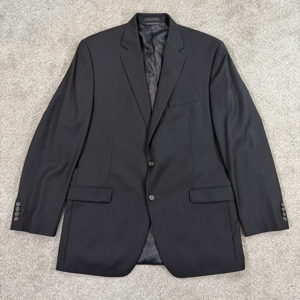 Lauren Ralph Lauren 100% Wool‎ Blazer 42L Black Two Button Suit Jacket Classic
